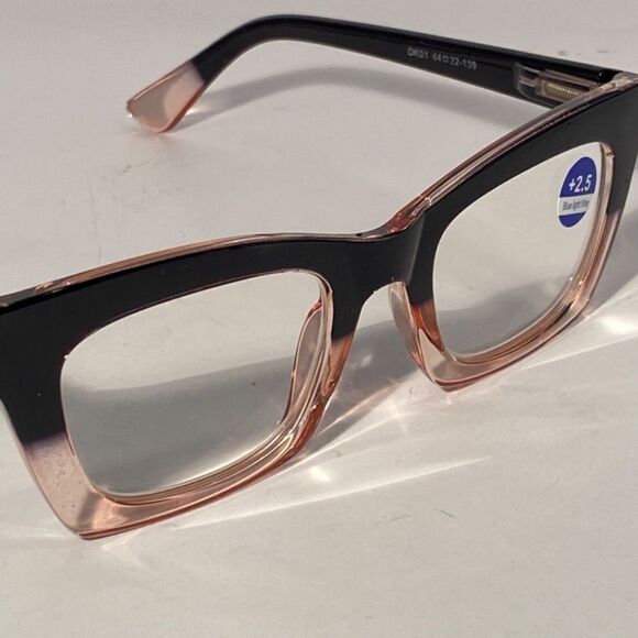 1070 Gretchen Reading Glasses 2.5 Square Pink Black Gradient Frames NWT - Picture 7 of 9